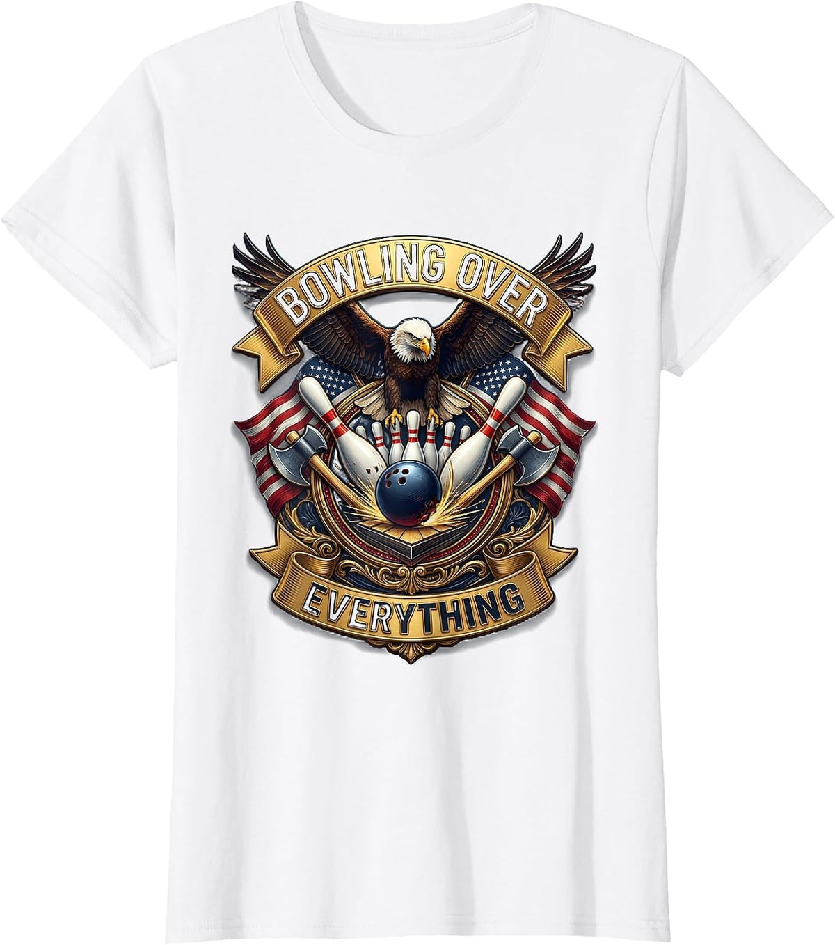 Bowling Over Everything Men's Bowling Design T-Shirt - White
