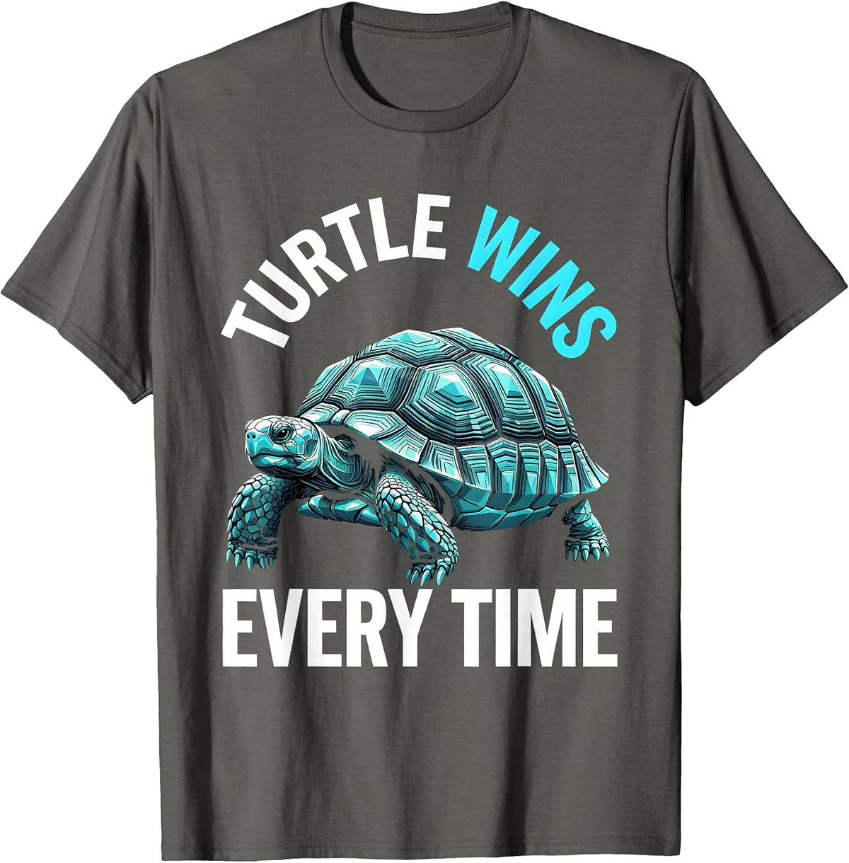 Turtle Wins Every Time Animal Kingdom Design T-Shirt - Asphalt Grey