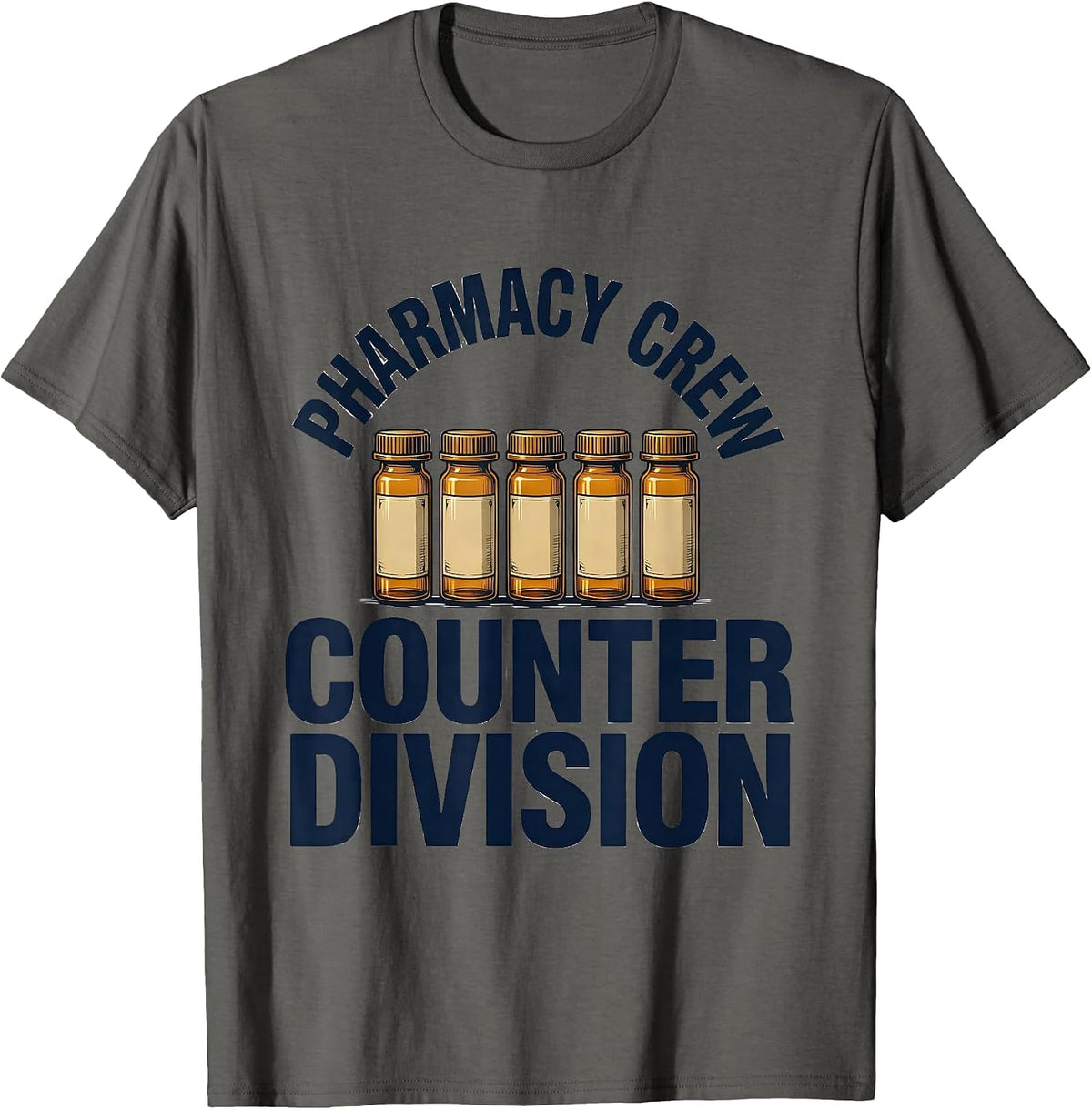 Men's Pharmacy Crew Counter Division Funny Pharmacy Tech Gift T-Shirt - Asphalt Grey