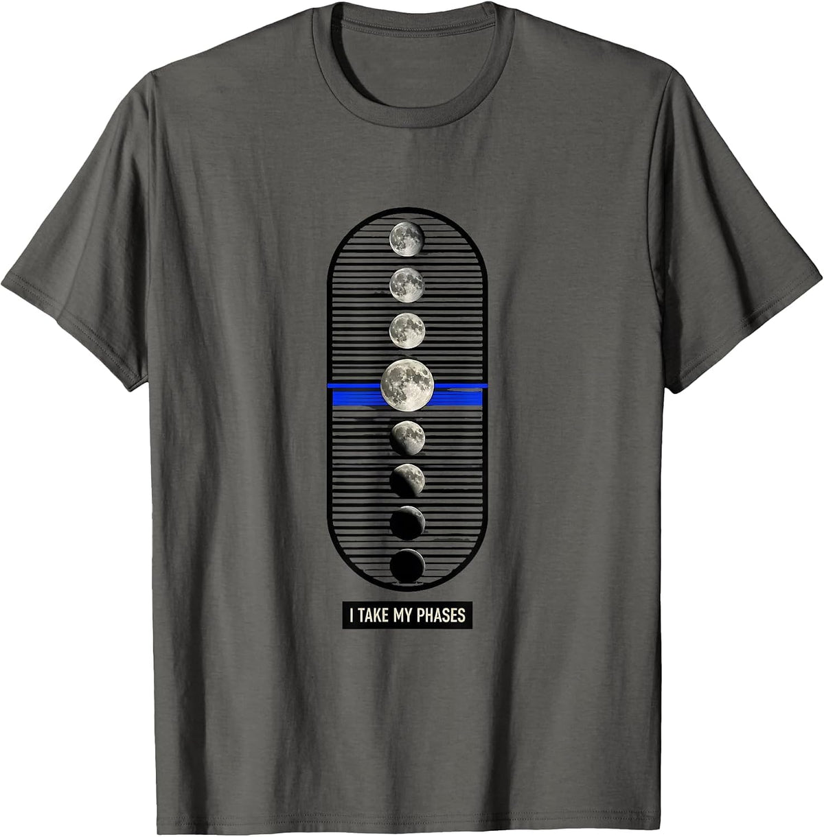 Men's I Take My Phases Disrupted Stripe Celestial Astrology T-Shirt - Asphalt Grey