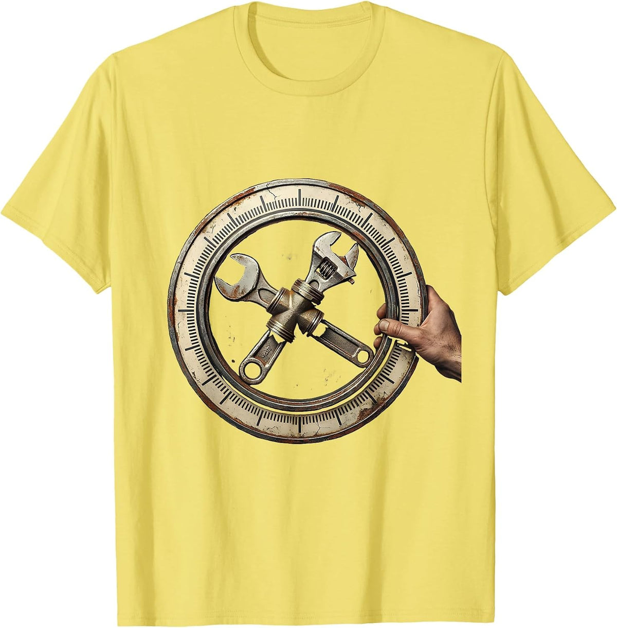 Men's Sealed Pipe Joint Distressed Funny Plumber Gift T-Shirt - Lemon Yellow
