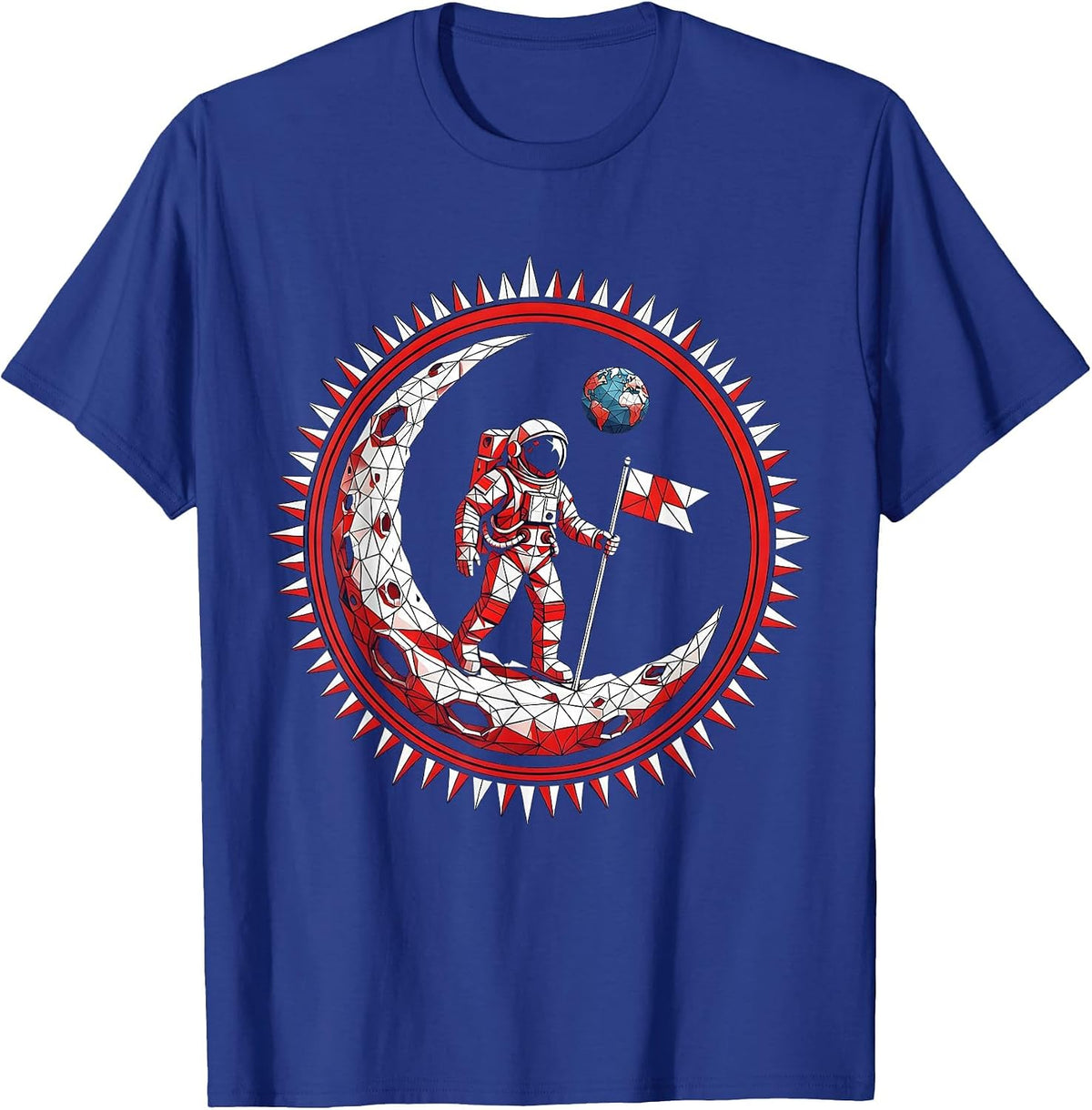 Men's Cosmonaut Moon Flag Planting Space Explorer T-Shirt - Royal Blue