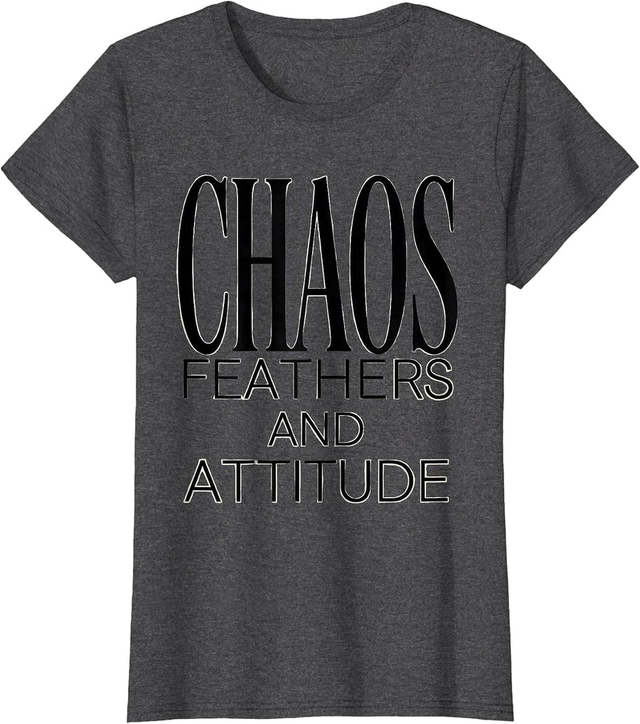Women's Chaos Feathers and Attitude Crow Design T-Shirt - Dark Heather Grey