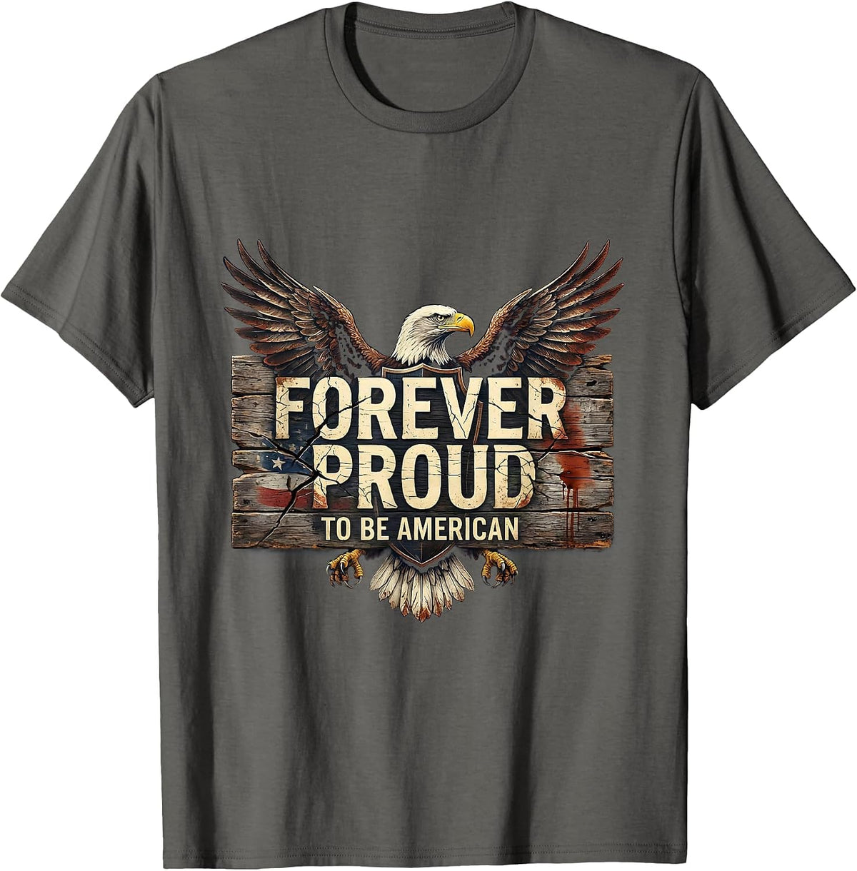 Forever Proud To Be American Patriotic Design T-Shirt - Asphalt Grey