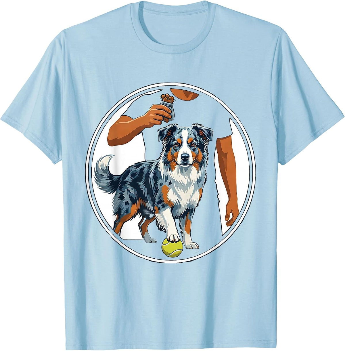 Men's Sealed Badge Blue-Merle Australian Shepherd Dog Mom Dad T-Shirt - Baby Blue