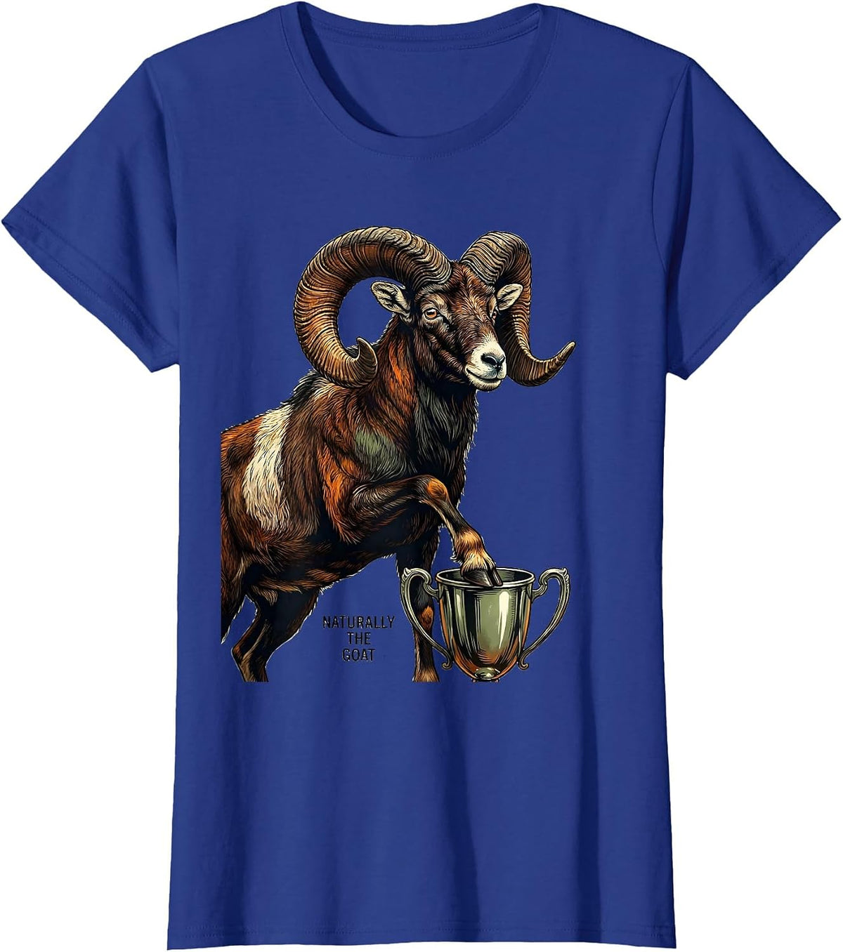 Women's Naturally The GOAT Funny Farm Animal Humor Novelty T-Shirt - Royal Blue