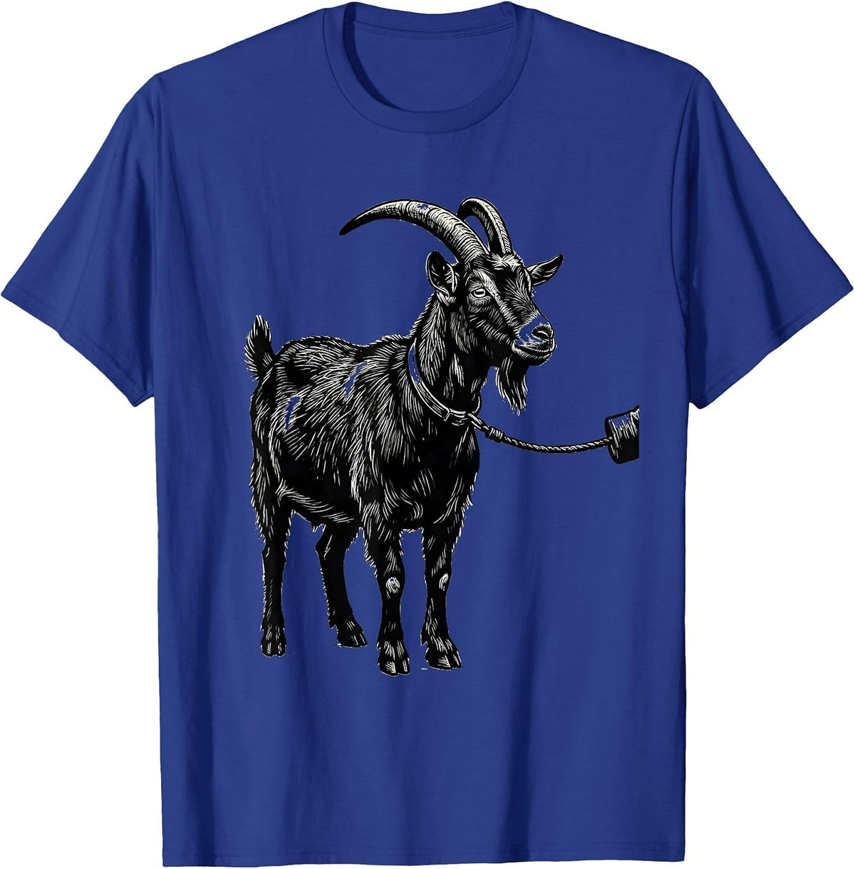 Goat Profile Linocut Farm Animal Humor T-Shirt - Royal Blue