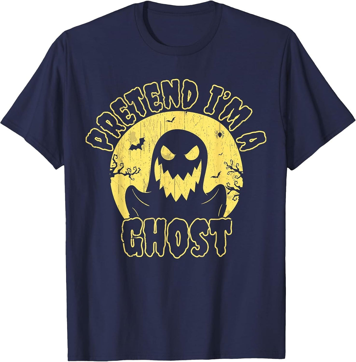 Pretend I’m A Ghost Funny Halloween Quote Vintage T-Shirt - Navy Blue
