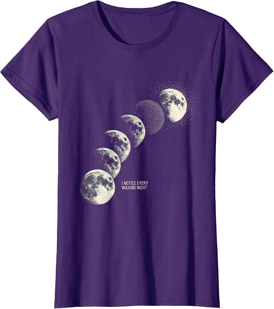 Women's I Notice Every Waxing Night Celestial Astronomy Gift T-Shirt - Purple
