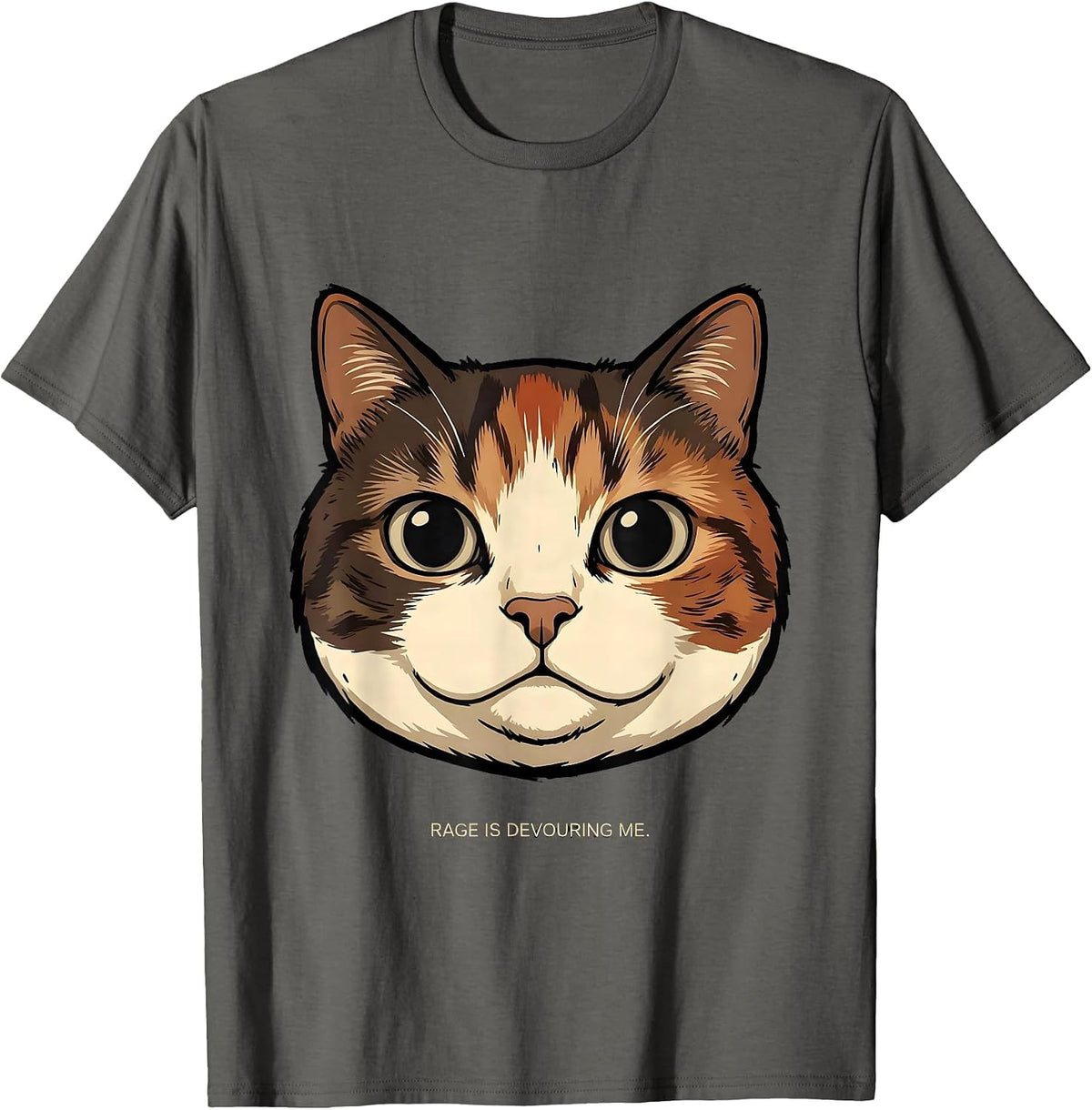 Rage Is Devouring Me Cartoon Cat Meme Humor Cat Lover T-Shirt - Asphalt Grey