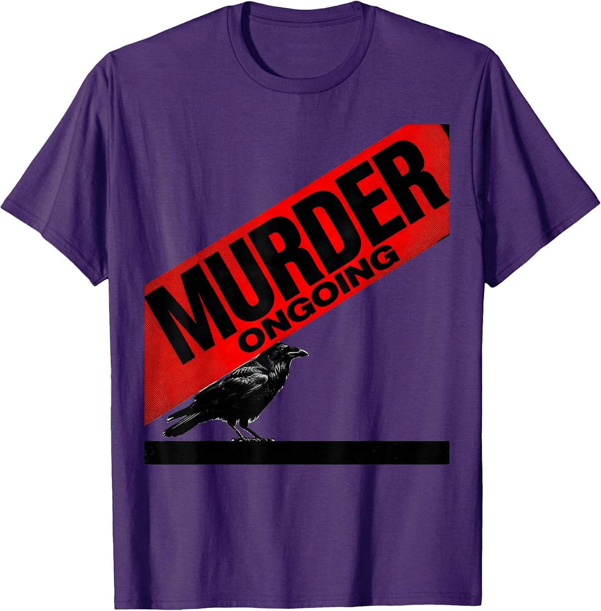 Murder Ongoing Constructivist Dark Humor Crow Raven Bird T-Shirt - Purple