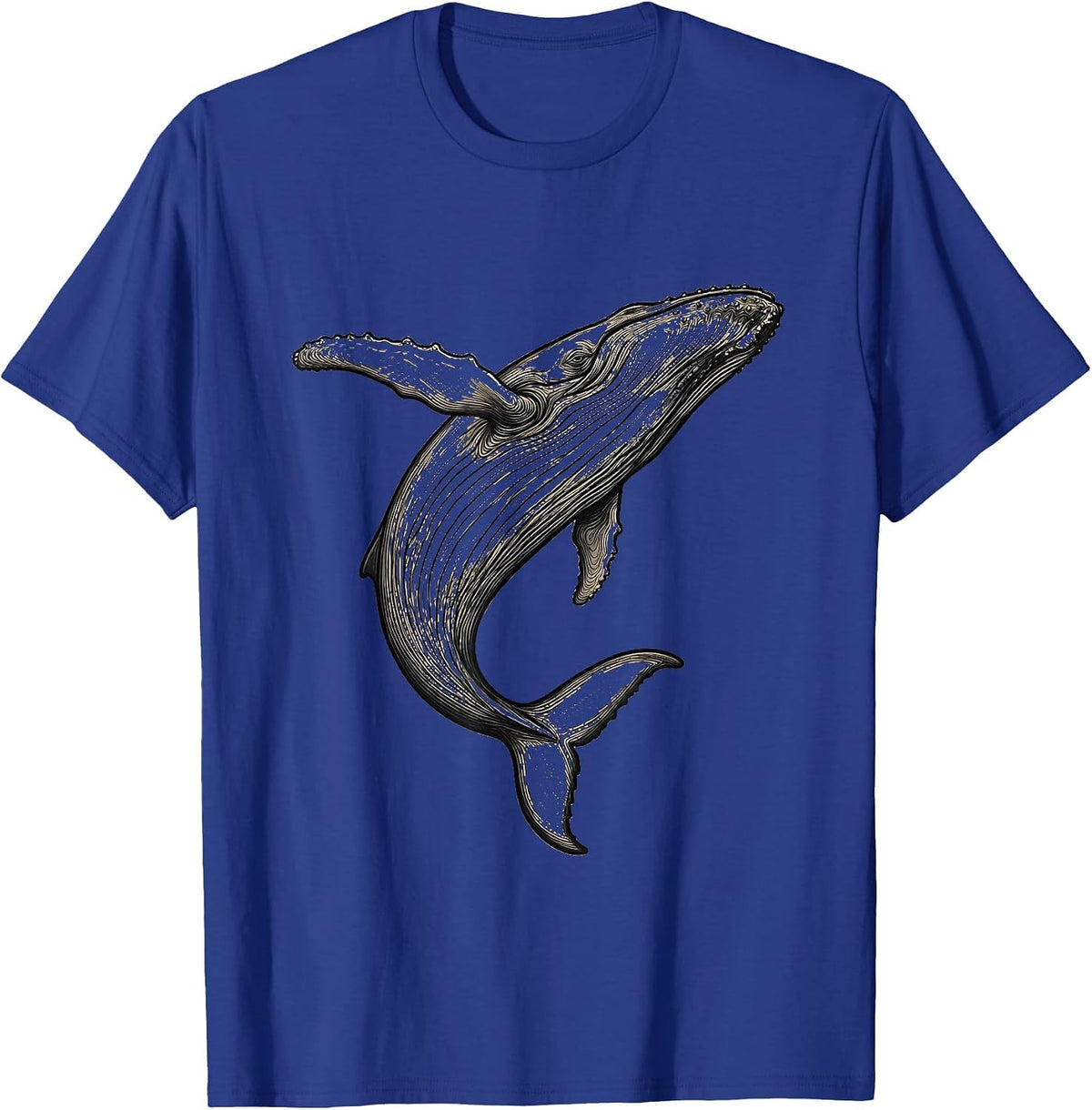 Men's Whale Contour Minimalist Line Art Animal Lover T-Shirt - Royal Blue