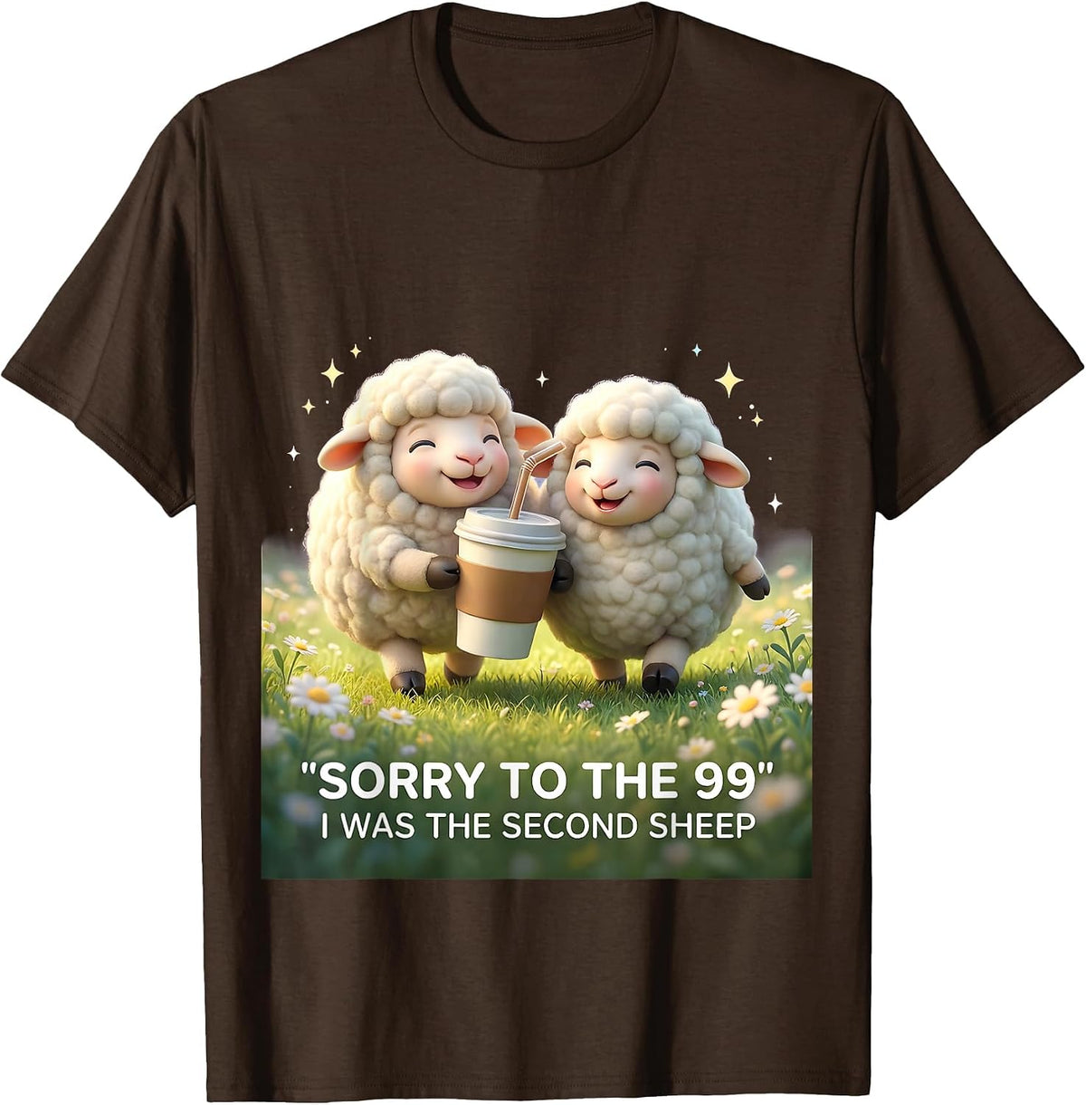 Sorry To The 99 I Was The Second Sheep Cute Kawaii Coffee T-Shirt - Brown