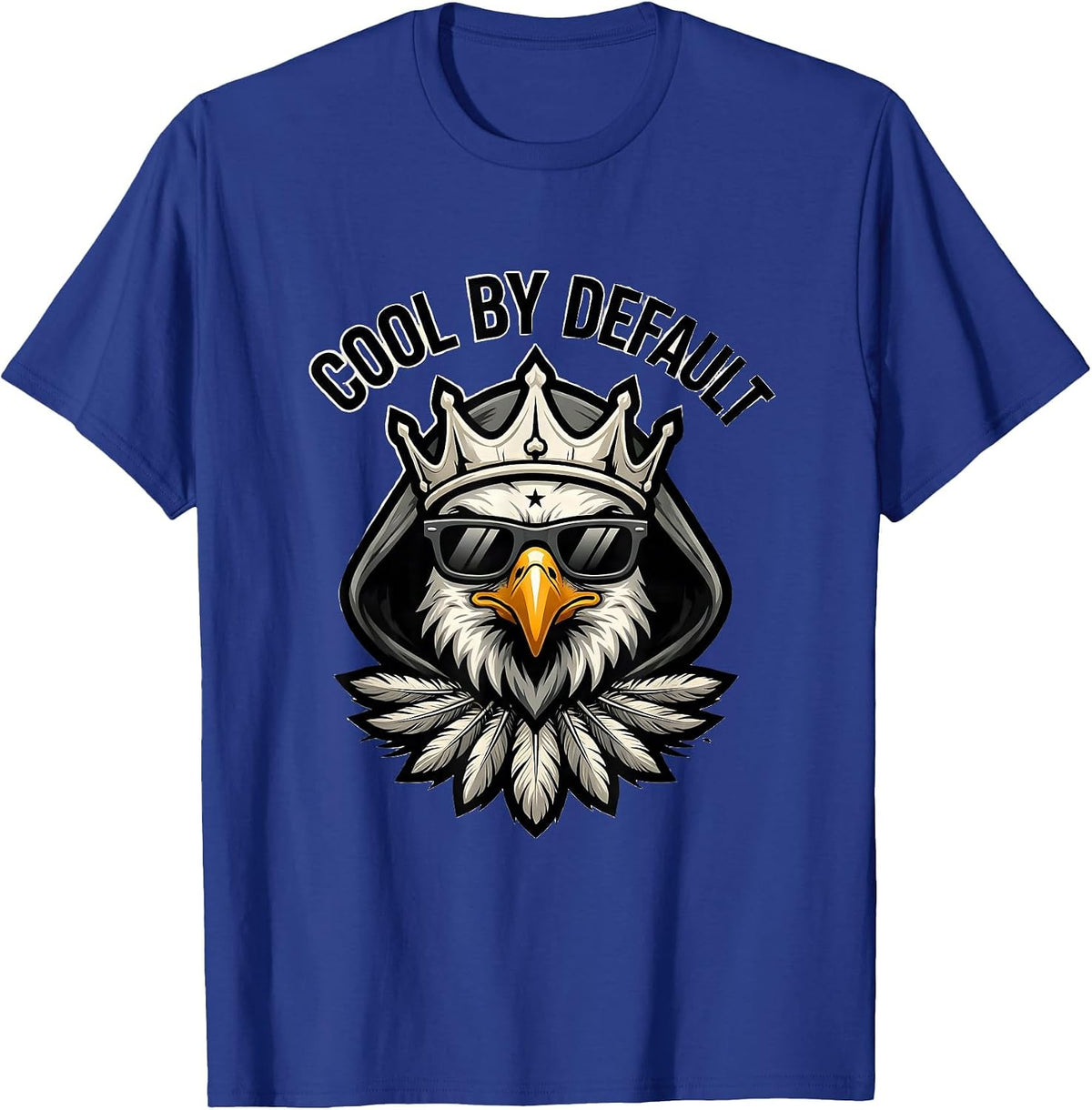 COOL BY DEFAULT Bald Eagle Mascot Sunglasses Funny Eagle T-Shirt - Royal Blue