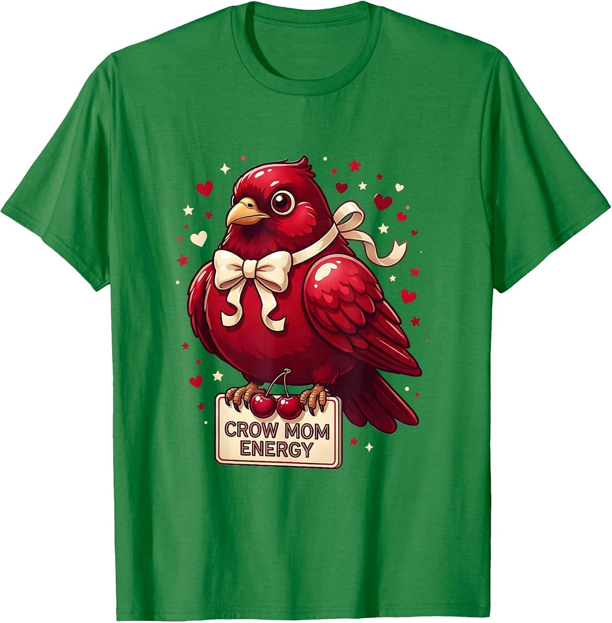 Men's Crow Mom Energy Bold Graphic Design T-Shirt - Kelly Green