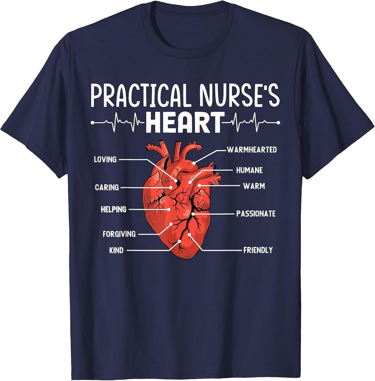 Funny Practical Nurses Heart for Lover Nurse T-Shirt - Navy Blue