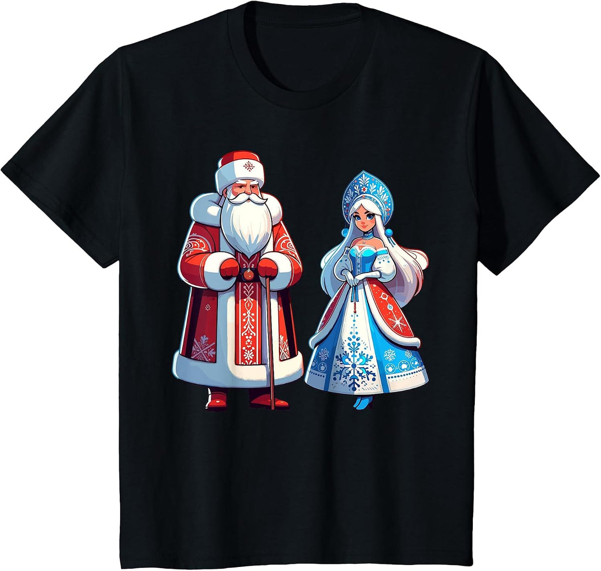 Ded Moroz Snegurochka Russia Russian Santa Claus Russian T-Shirt - Black