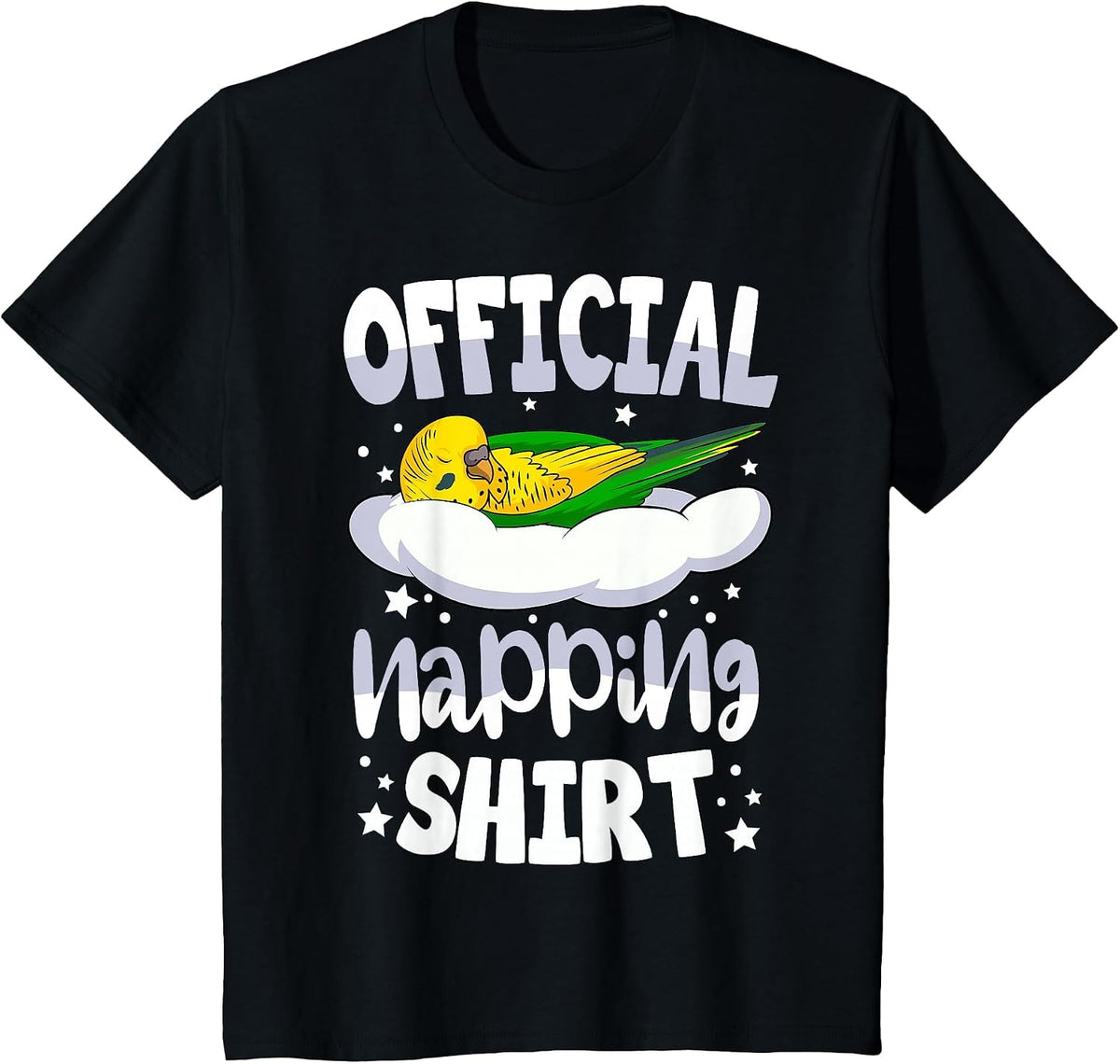 Budgie Pyjamas Budgerigar Lover Official Napping T-Shirt - Black