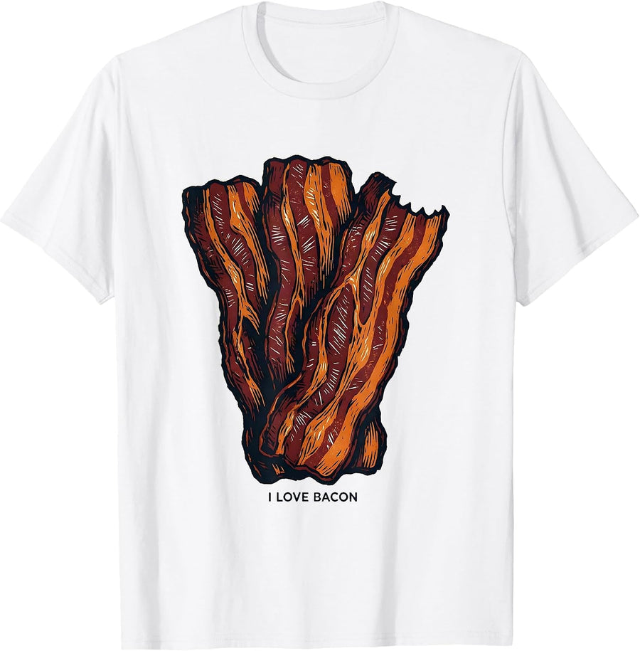 Men's I Love Bacon Funny Bacon Lover Foodie Meat Humor T-Shirt - White