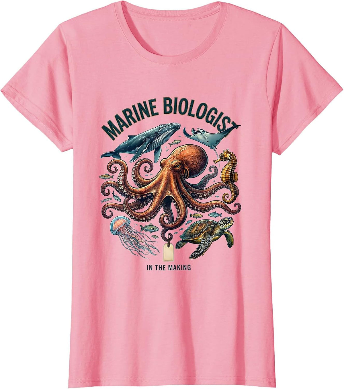 Women's Marine Biologist In The Making Octopus Sea Creature Nature T-Shirt - Pink