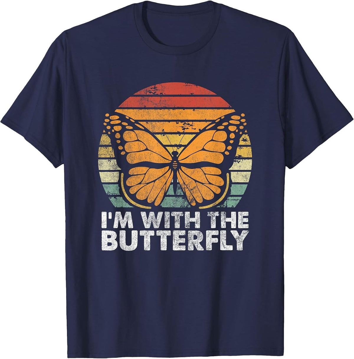 I'm with Butterfly Halloween Costume Matching Couples Party T-Shirt - Navy Blue