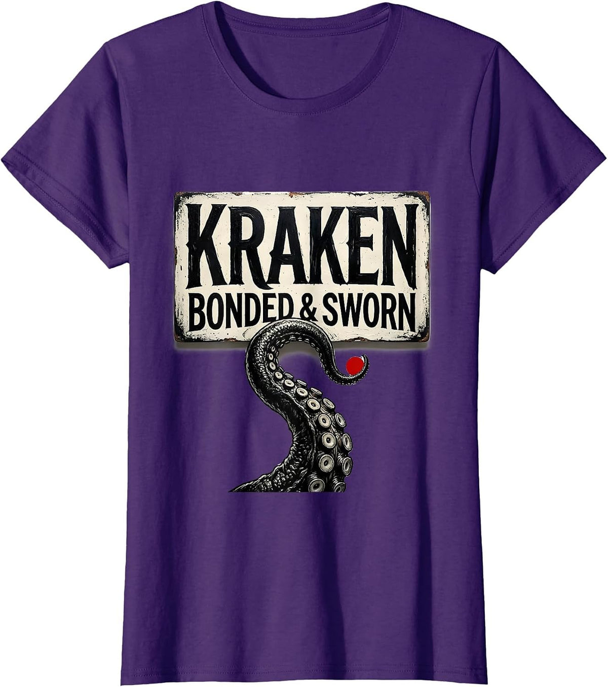 Women's Kraken Bonded Sworn Vintage Octopus Lover Sea Creature T-Shirt - Purple