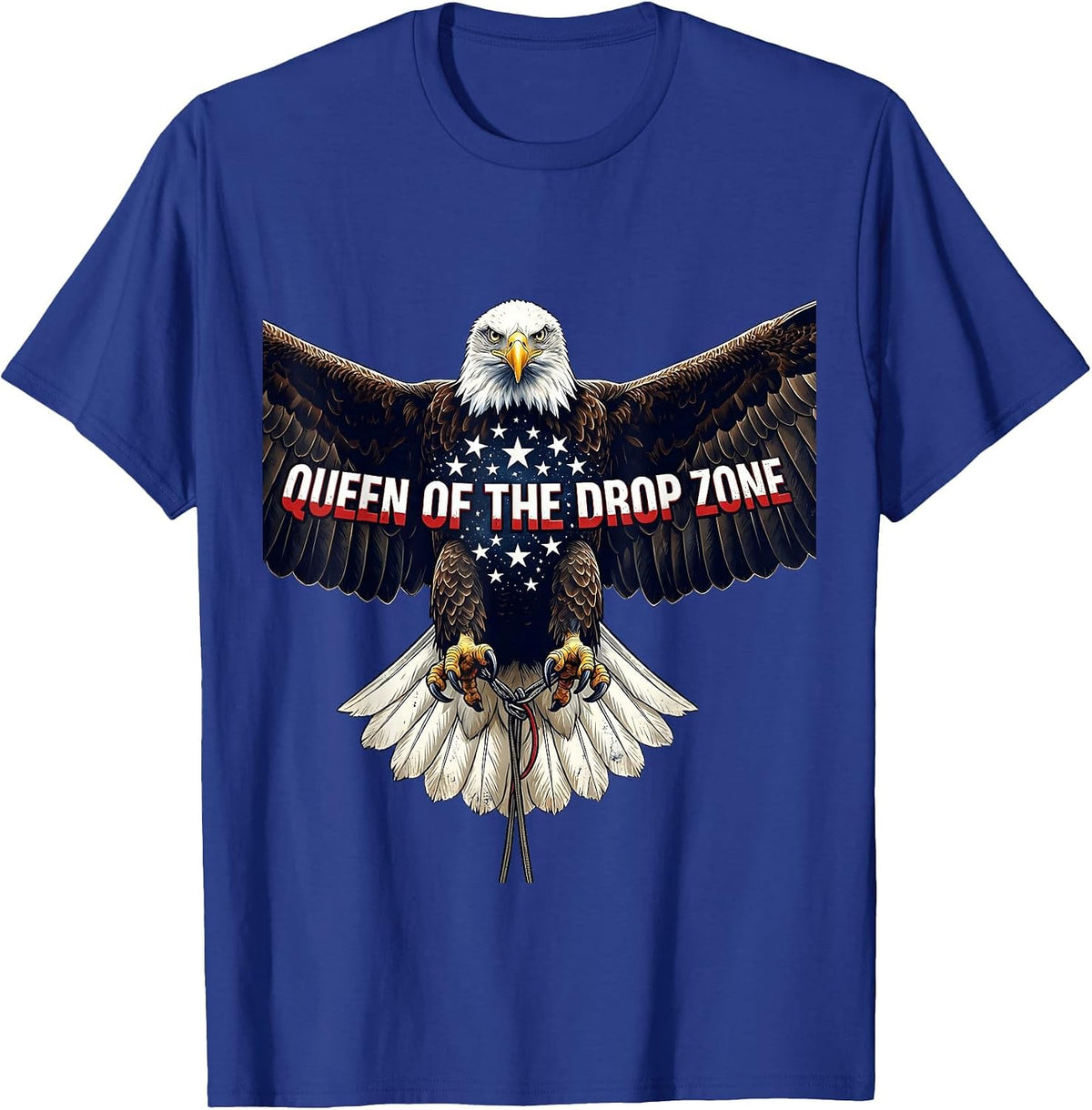 Queen of the Drop Zone Skydiving Design T-Shirt - Royal Blue