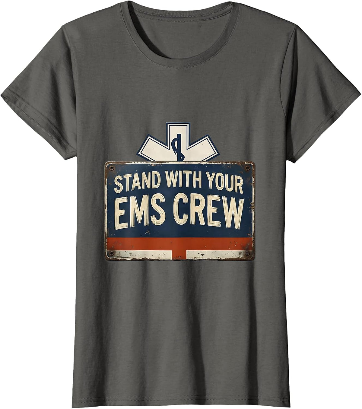 Women's Stand With Your EMS Crew Vintage First Responder T-Shirt - Asphalt Grey