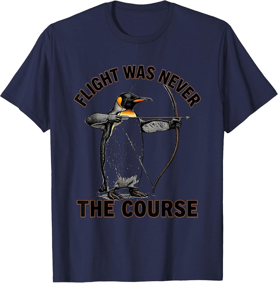 Flight Was Never The Course Funny Penguin Martial Arts Humor T-Shirt - Navy Blue