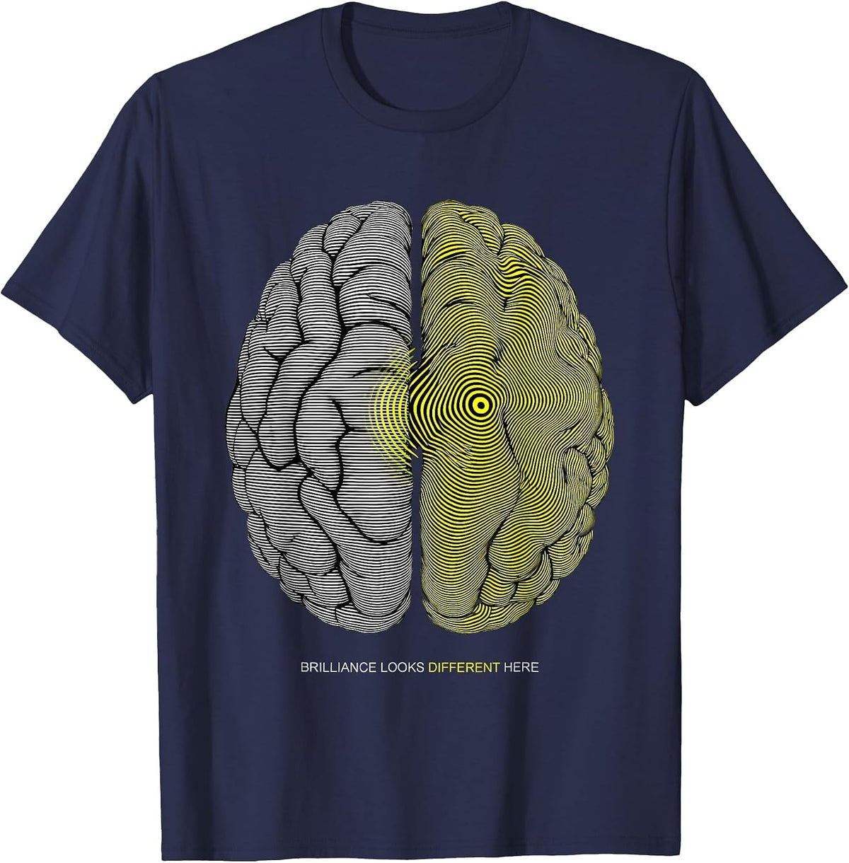 Men's Brilliance Looks Different Here Dyslexia Awareness T-Shirt - Navy Blue