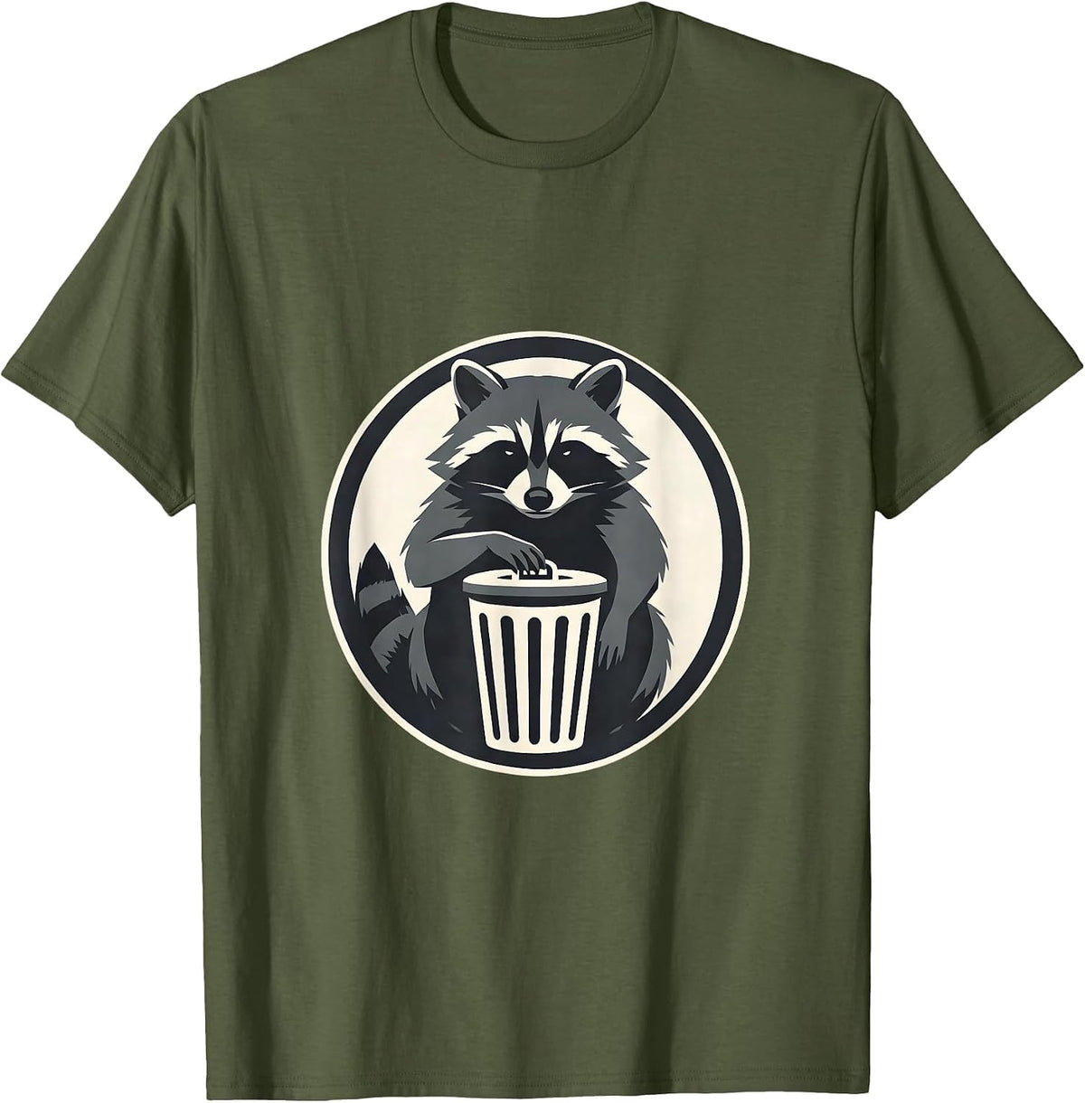 Men's Unimpressed Raccoon Trash Can Scavenger T-Shirt - Olive Green