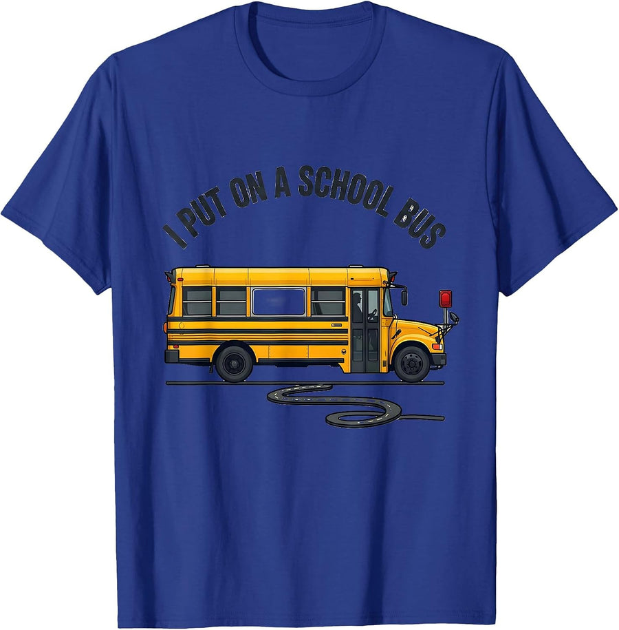 I Put On A School Bus Funny Halloween Costume School Bus T-Shirt - Royal Blue