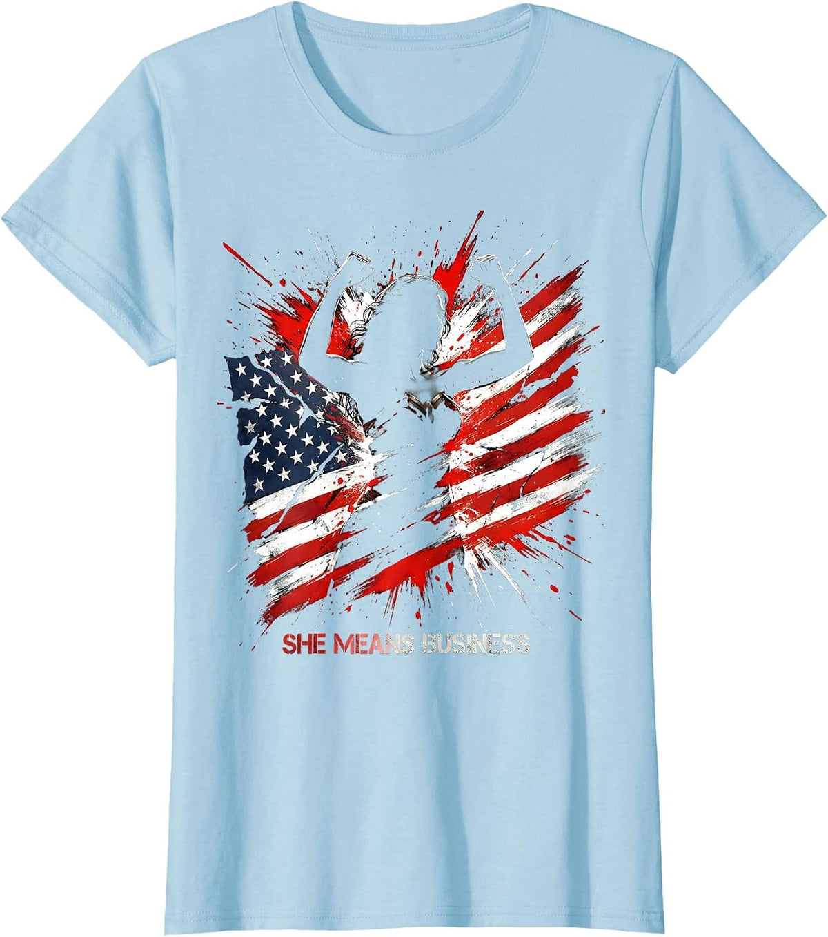 She Means Business Feminist Empowerment Design T-Shirt - Baby Blue