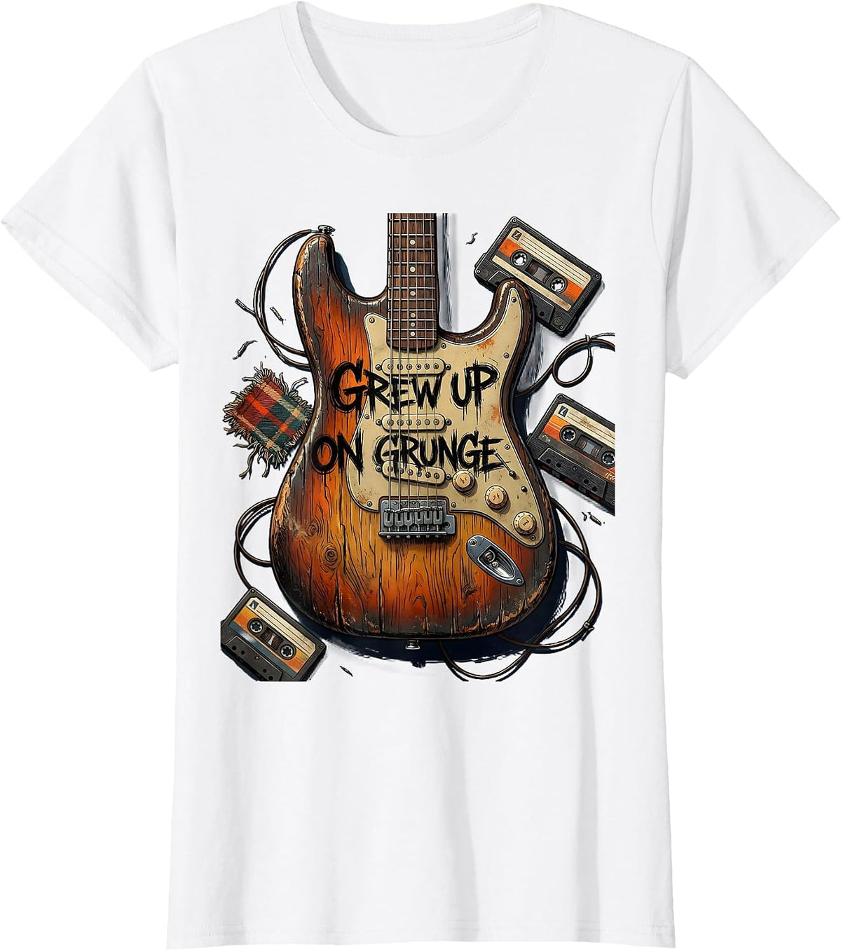 Grew Up On Grunge 90s Band Music Design T-Shirt - White