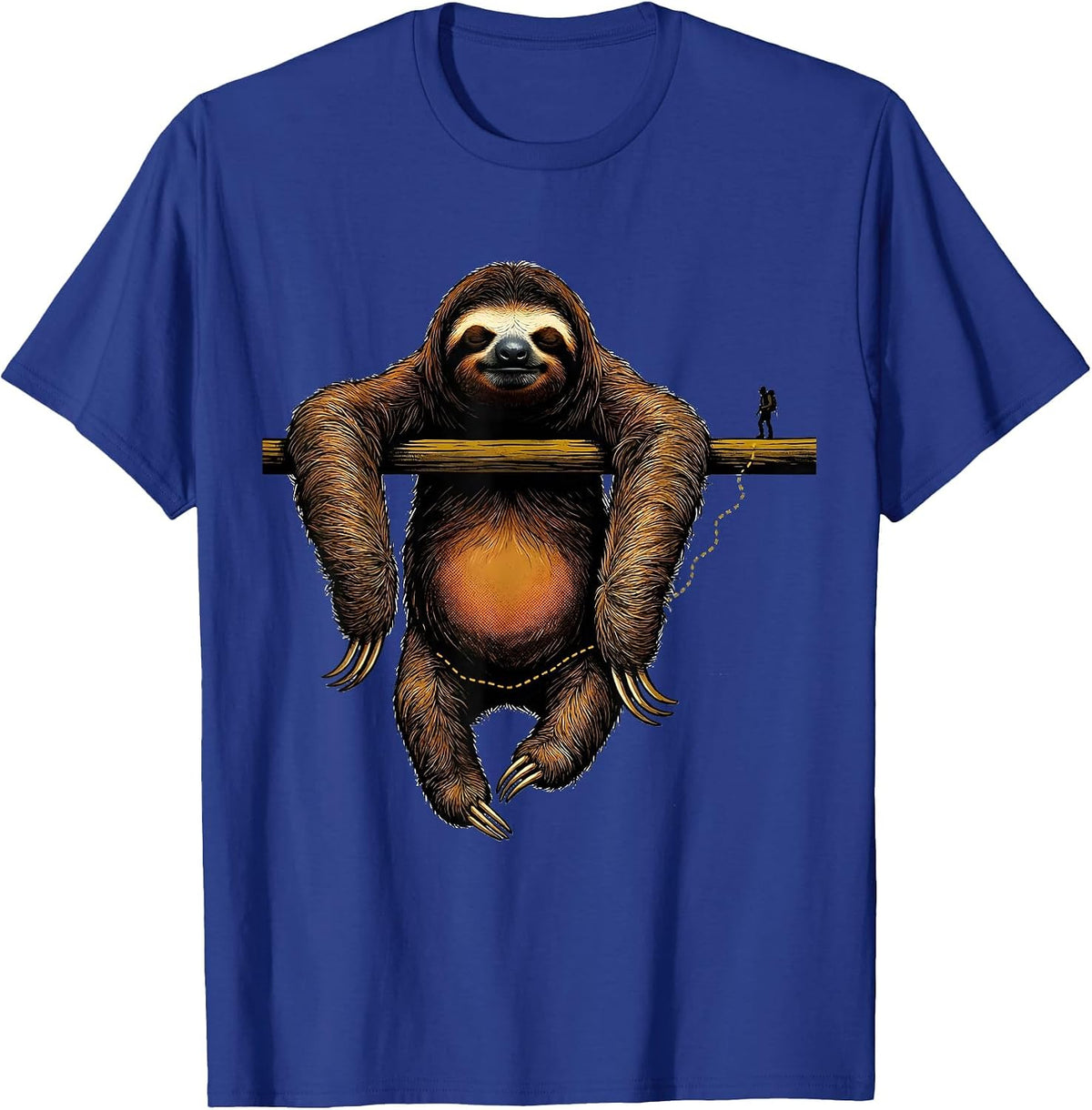 Sloth Lazy Humor Hiking Trail Poster Design T-Shirt - Royal Blue