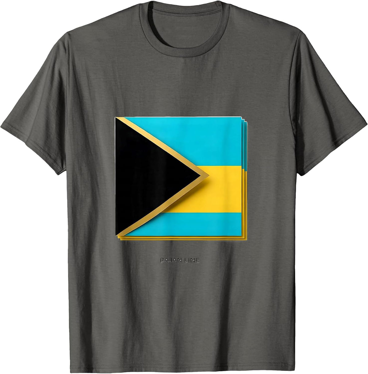 Bajan Line Patriotic Caribbean Flag Pride Souvenir T-Shirt - Asphalt Grey