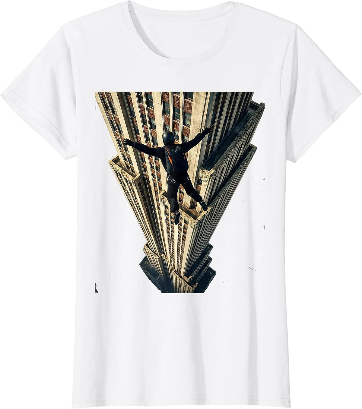 Base Jumper Skyscraper Freefall Graphic T-Shirt - White