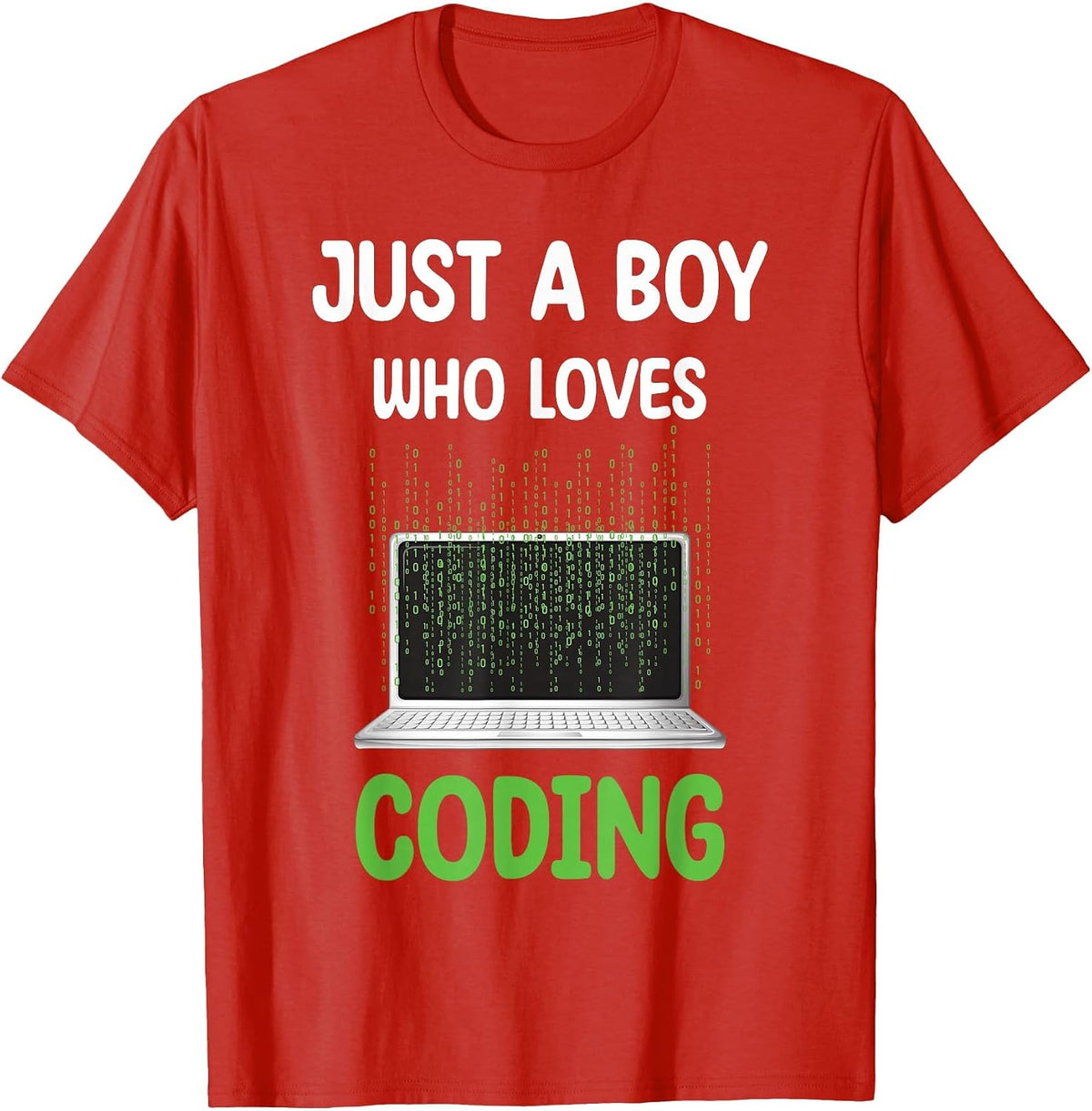 Just A Boy Who Loves Coding Computer Funny Kids Boys T-Shirt - Red