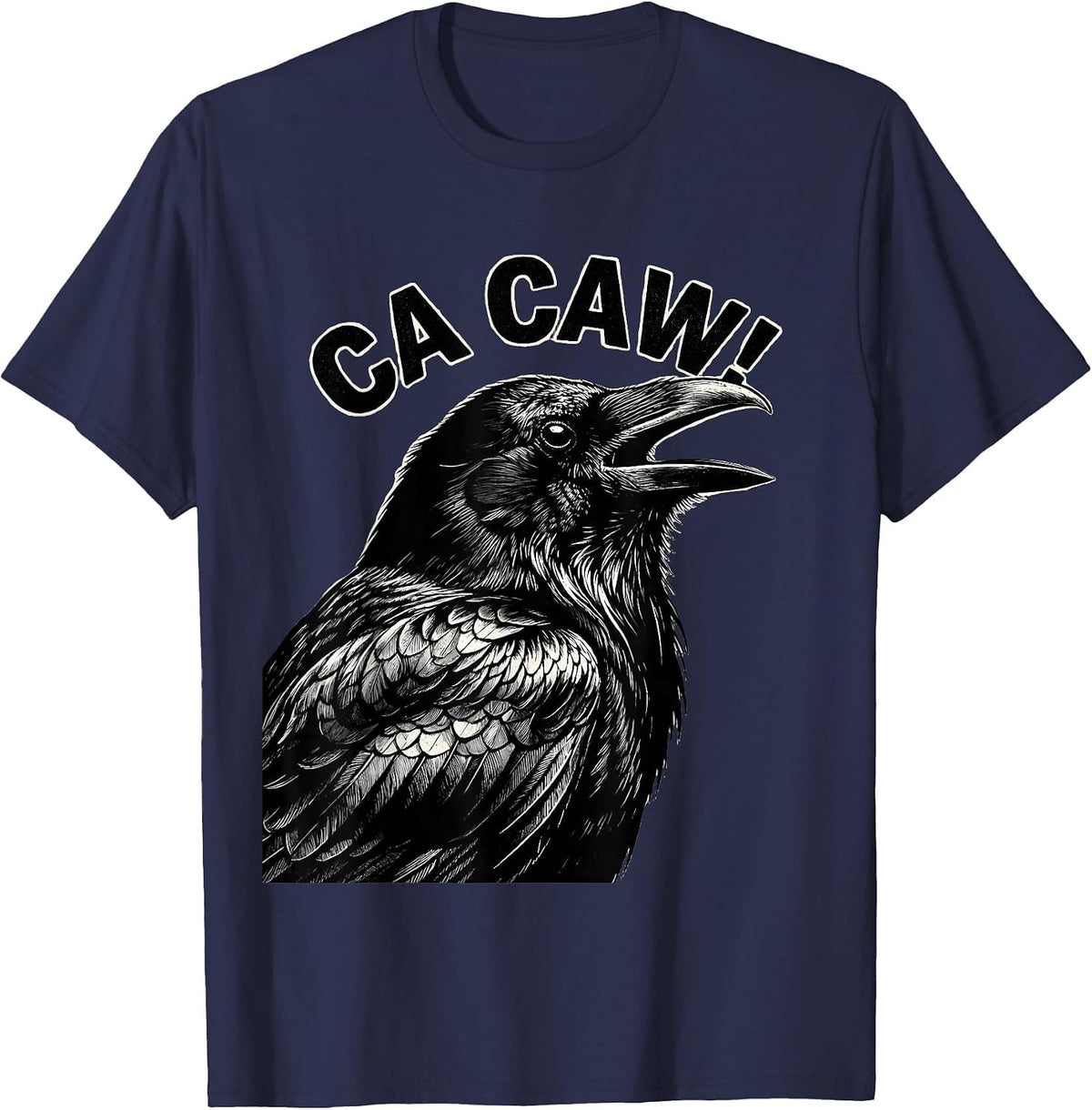 Men's Ca Caw! Funny F-Caw-F Crow Humor Dark Bird Gothic T-Shirt - Navy Blue