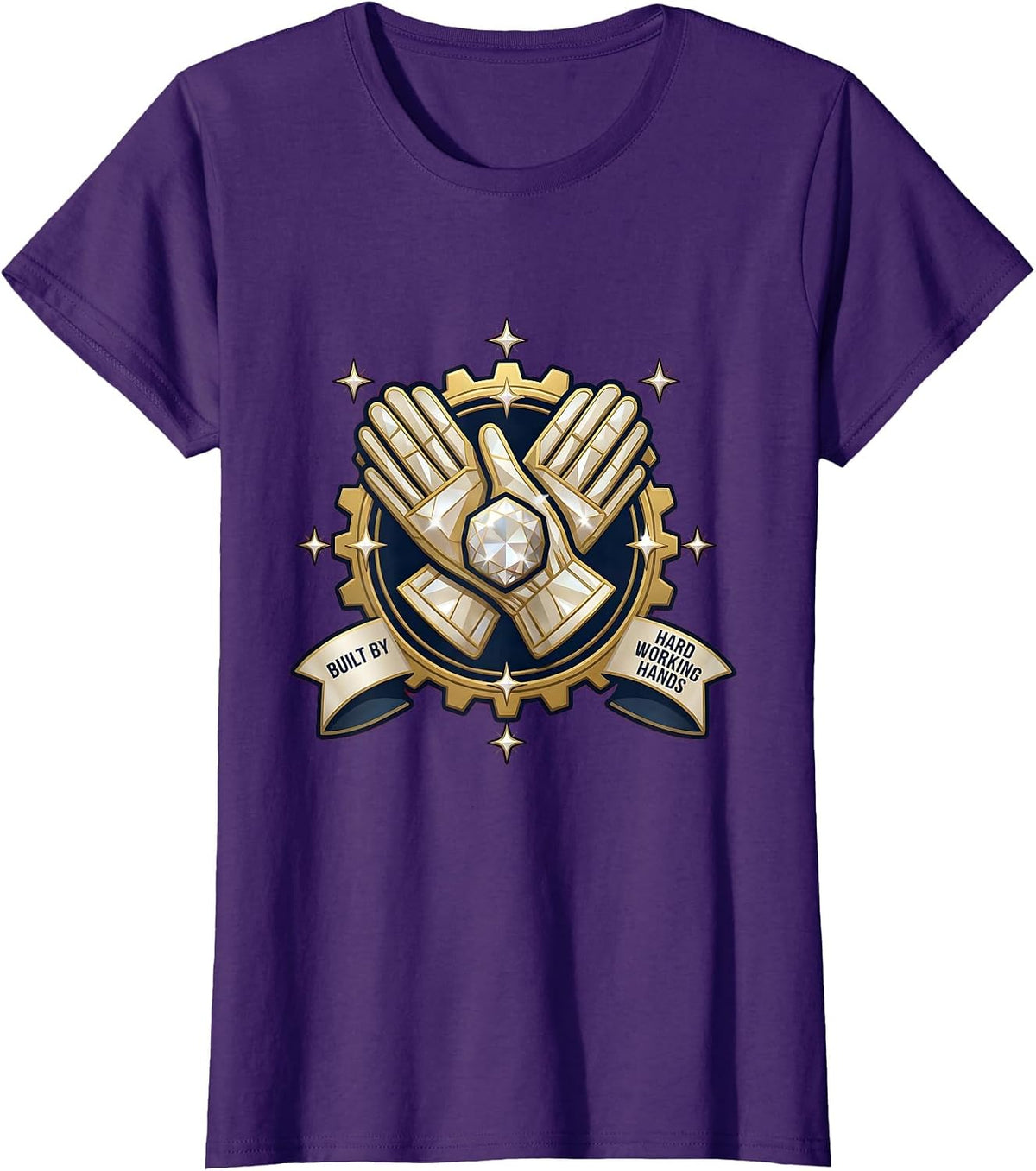 Women's Hard Working Hands Labor Day Tradesperson Design T-Shirt - Purple
