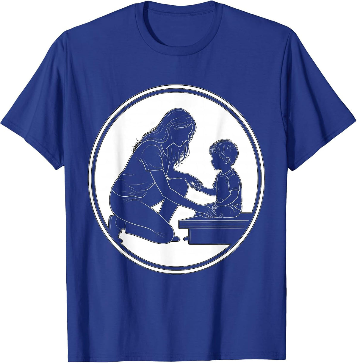 Paraprofessional Kneeling With Student Graphic T-Shirt - Royal Blue