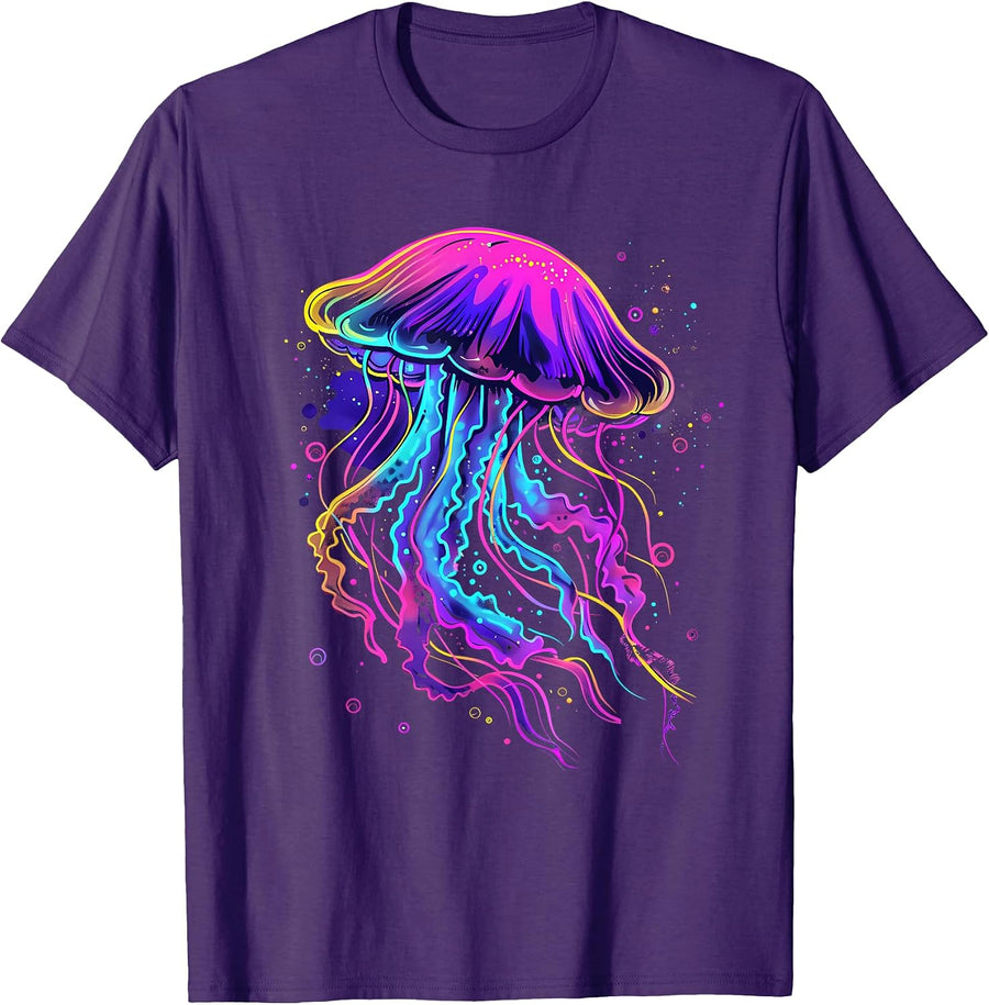 Jellyfish Sea Ocean Animal Lover Ocean Sea Jellyfish Artwork T-Shirt, Men, Black, Small - As Pictured
