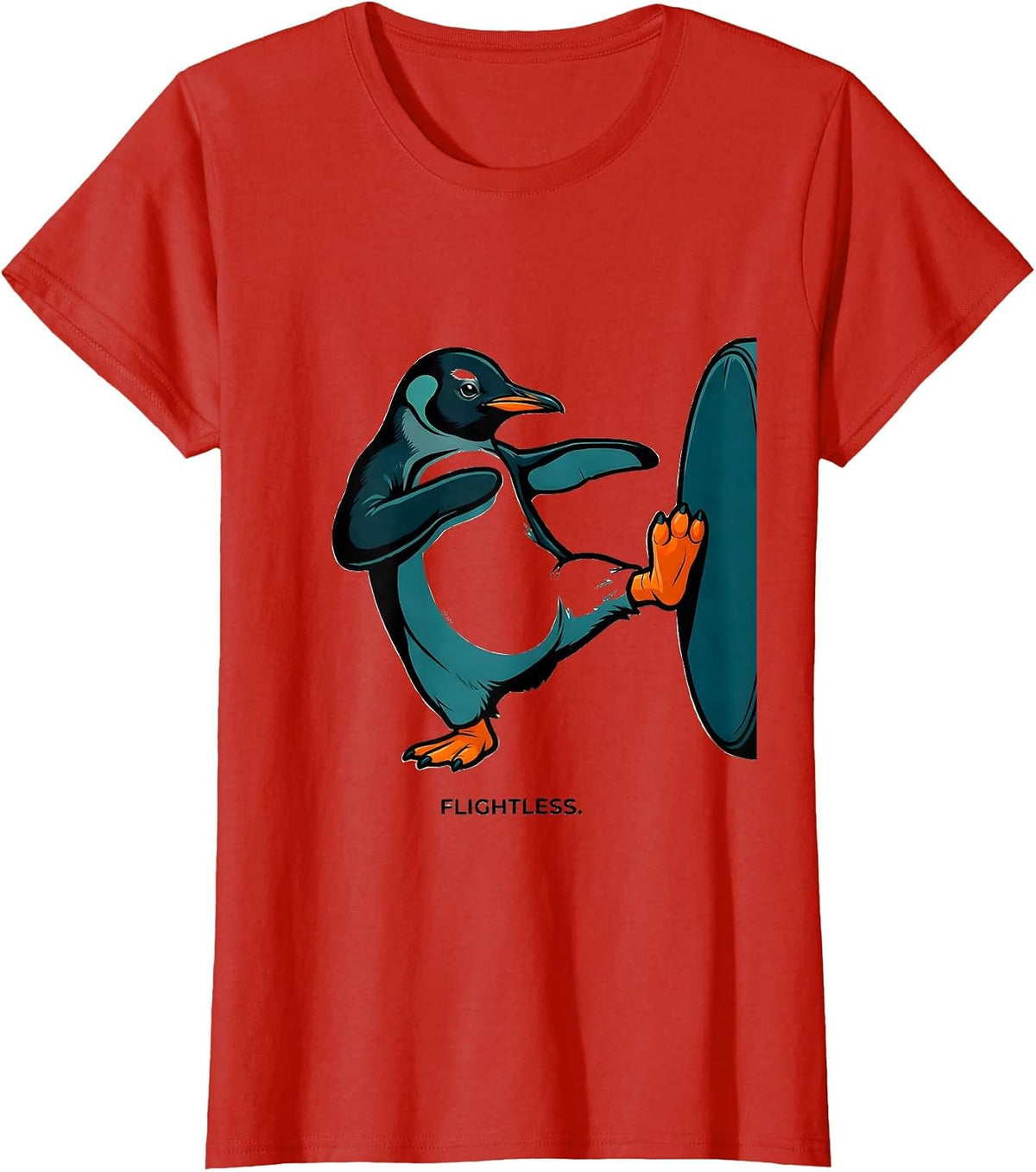 Women's Flight Was Never An Option Tactical Penguin Funny Bird Meme T-Shirt - Red