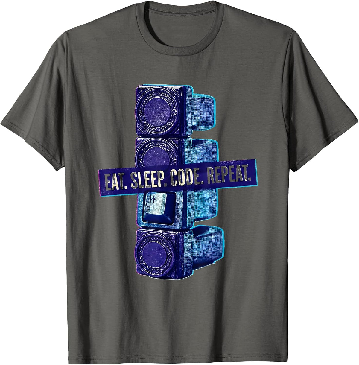 Eat Sleep Code Repeat Funny Coding Humor Programmer Gift T-Shirt - Asphalt Grey