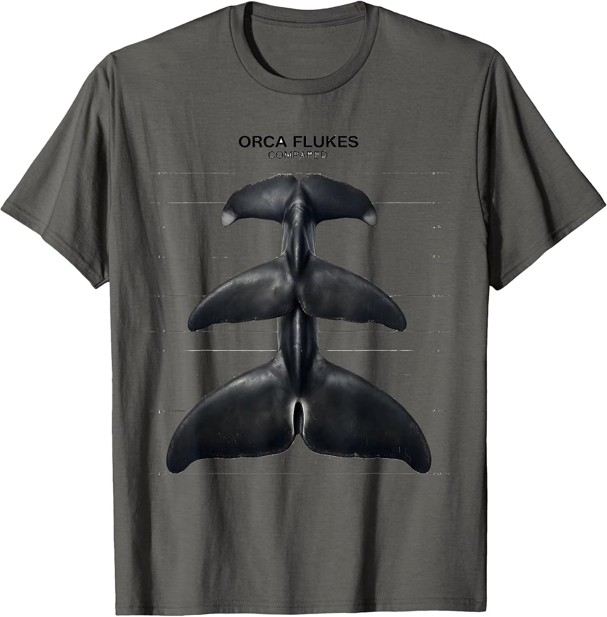Orca Flukes Compared Funny Ocean Wildlife Marine Biology T-Shirt - Asphalt Grey