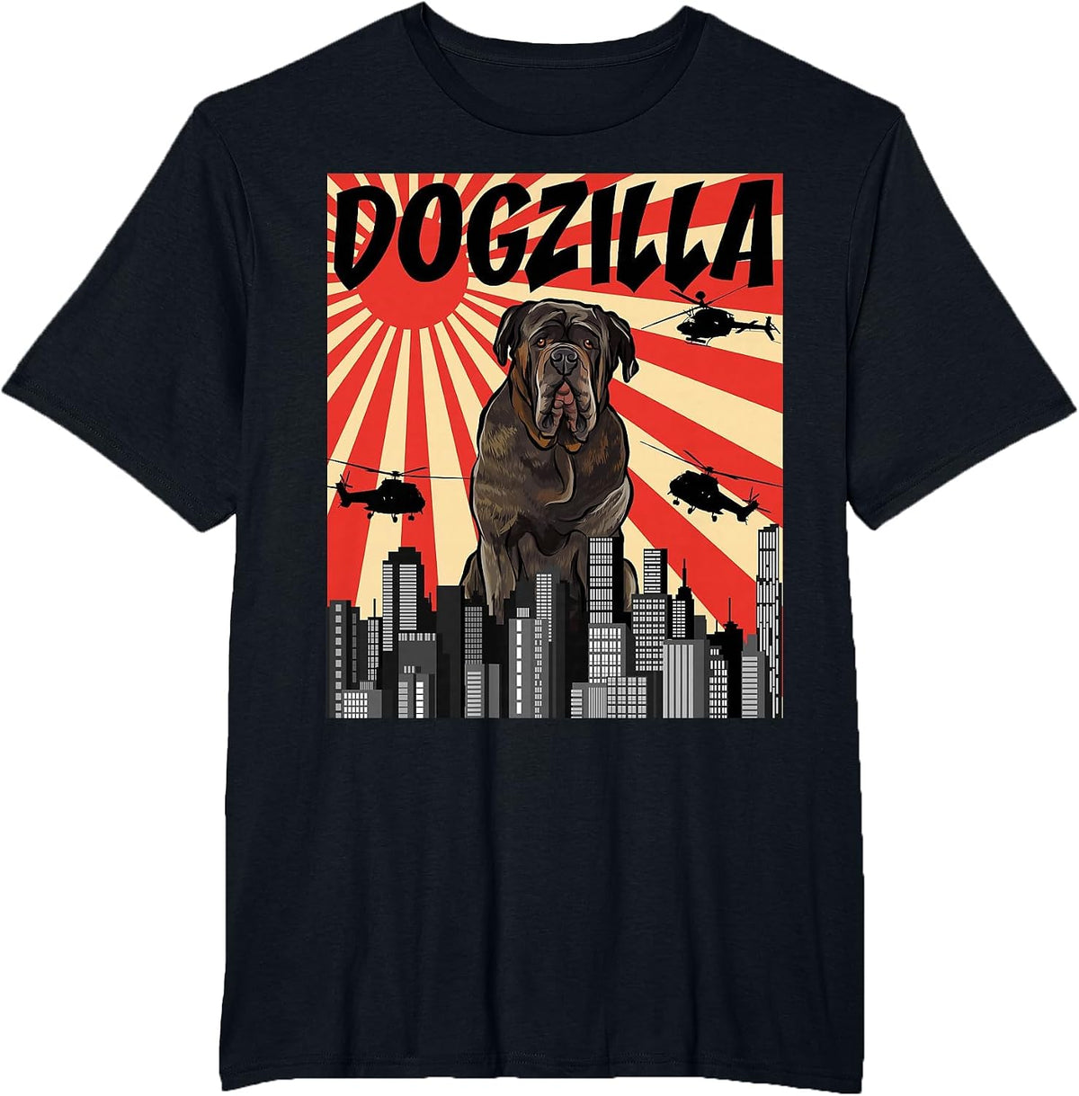 Funny Retro Japanese Dogzilla Neapolitan Mastiff T-Shirt - Black