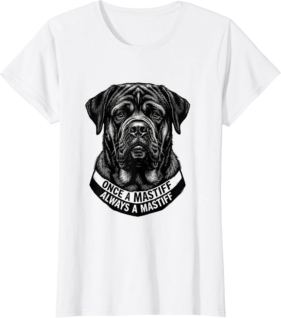 Women's Once A Mastiff Always A Mastiff Vintage School Mascot Team T-Shirt - White