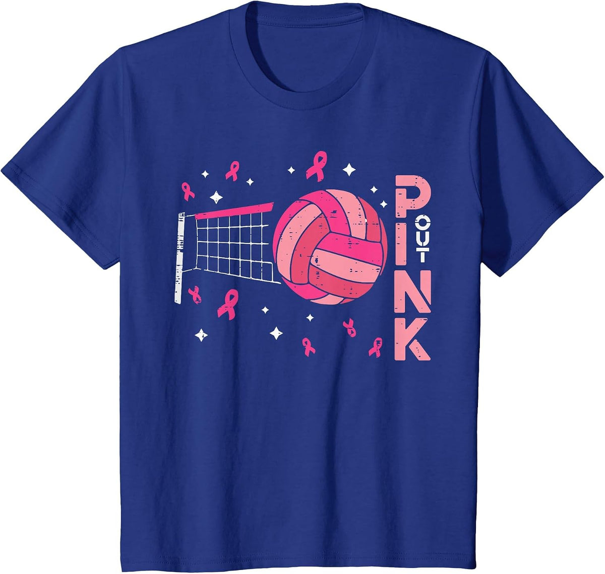 Breast Cancer Volleyball Pink Out Awareness Men Women Kids T-Shirt - Royal Blue