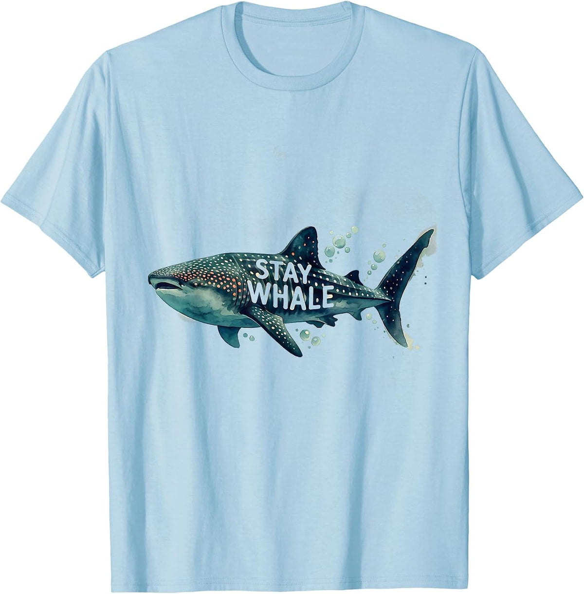 Men's Stay Whale Funny Watercolor Whale Shark Ocean Wildlife Lover T-Shirt - Baby Blue