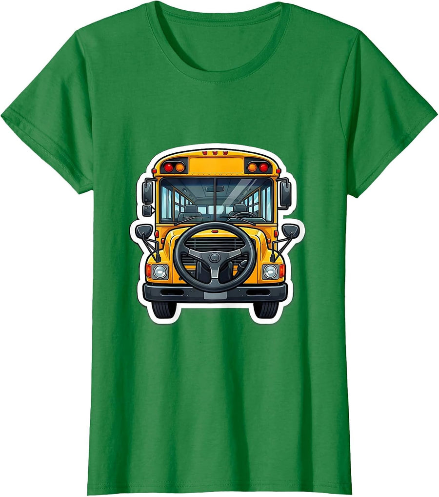 Women's School Bus Dashboard Sticker Funny Driver Humor T-Shirt - Kelly Green
